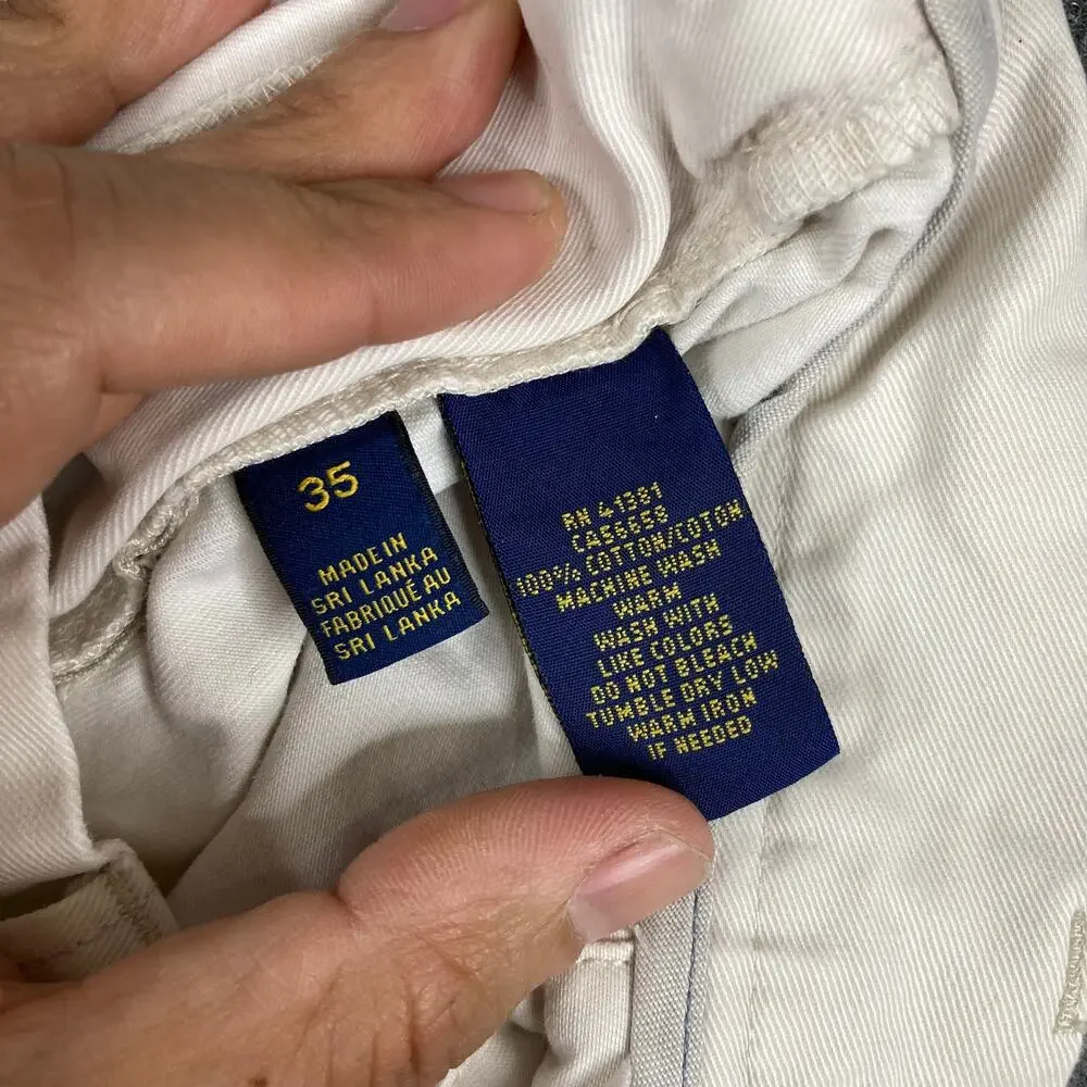Polo Ralph Lauren Shorts Mens 35 White Chino Casual Classic Fit Preppy‎